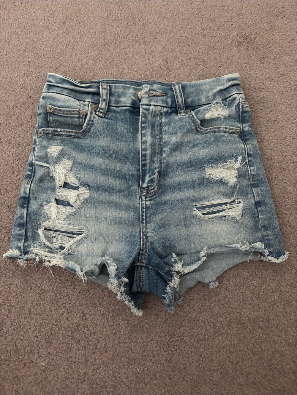 American Eagle Size 00 Curvy Hi-Rise Shortie Denim Shorts